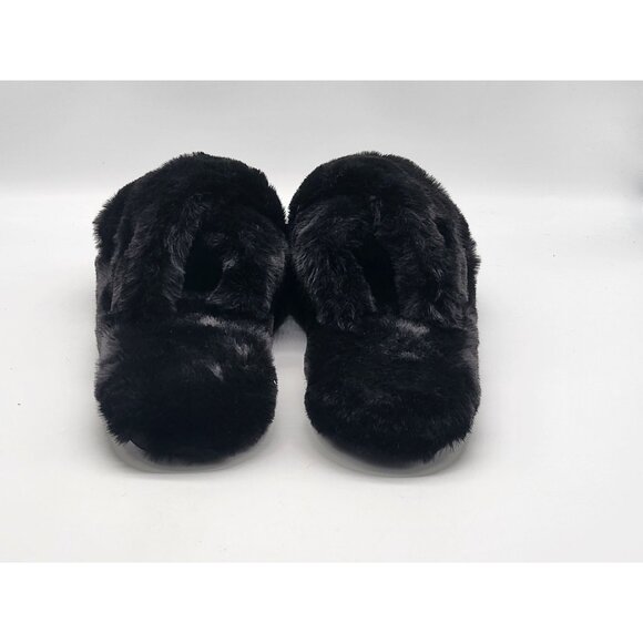 Hunter Faux Fur Flatform Crossover Black Womens Slides Slippers Size 7 - Picture 4 of 5